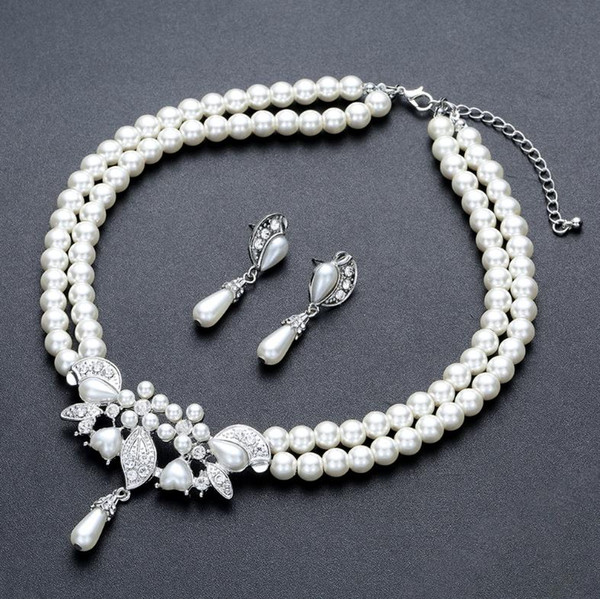 New fashion, simple pearl jewelry suit, pearl necklace earrings, bride's wedding dress, dinner dress and exquisite accessories