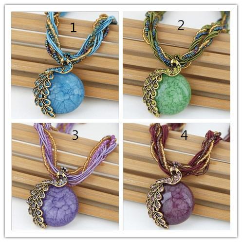 Brand new Bohemian strings necklaces retro ethnic style creative peacock pendant necklace jewelry model no. NE897