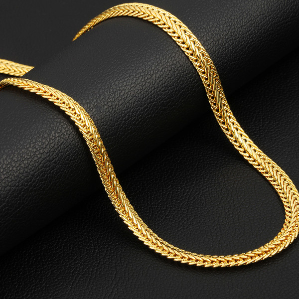 Brand Men Necklace Fashion Rapper Jewelry Rose Gold/Black/Gold Color 6MM Unique Choker/Long Classic Foxtail Chain