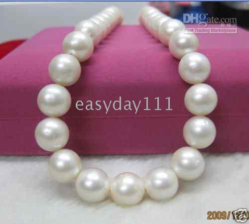 Real Fine Pearl Jewelry huge 12-13mm genuine south sea white pearls necklace 18inches 14K