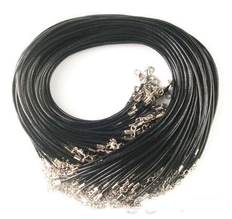 100PCS Cheap Black Wax Leather Snake Necklace Beading Cord String Rope Wire 45cm Extender Chain with Lobster Clasp DIY jewelry component