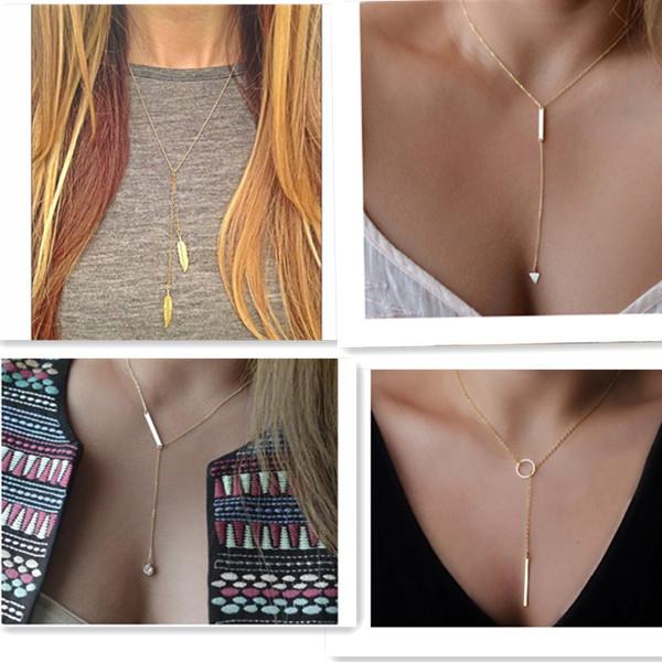 2016 European and American fashion simple pendant necklace sweater chain ossicular chain necklace 034y free shipping