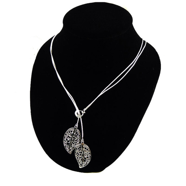 Silver Leaf Necklace Pendant Link Chain Line Jewelry Women Wedding Leaf Pendant Necklace 925 Sterling Silver Fashion Jewelry