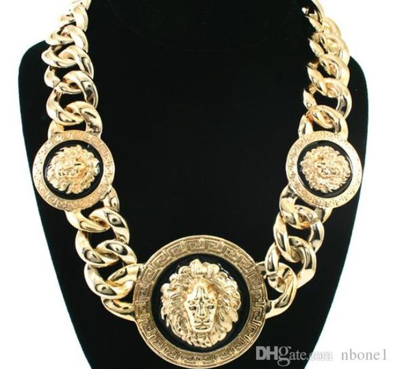 men's new fashion trend high quality luxury hot sale hip hop lion head necklace exquisite DJ accessories