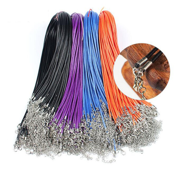 100PCS Cheap Black Wax Leather Snake Necklace Beading Cord String Rope Wire 45cm Extender Chain with Lobster Clasp DIY jewelry component