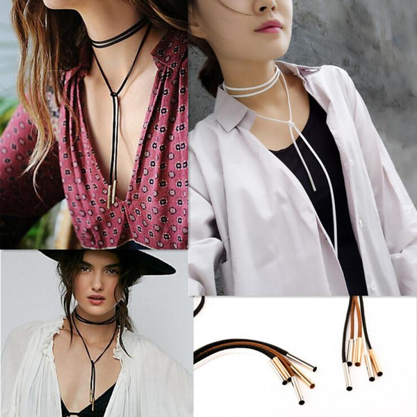 Necklaces Fashion Jewelry Women Personality Brief All-match Black/White/Brown Flocking Rope Long Sweater Necklaces Wholesale SN852