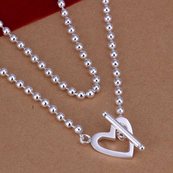 Hot Sell New Fashion GU Heart-shaped Beads Pendant Necklace Chain Clavicle For Women Free Shipping Wholesale SMTN145