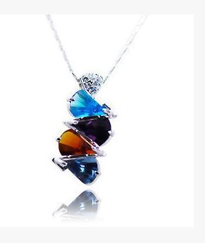 puple colorful diamond drops Overlapping pendant lady's necklae (xysppfh)