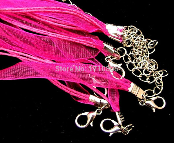 Hot 100PCS Fashion Jewelry Charm Antique Silver Clasps Organza Ribbon&Cord Necklace Charm Amulet Multicolor For Findings B183