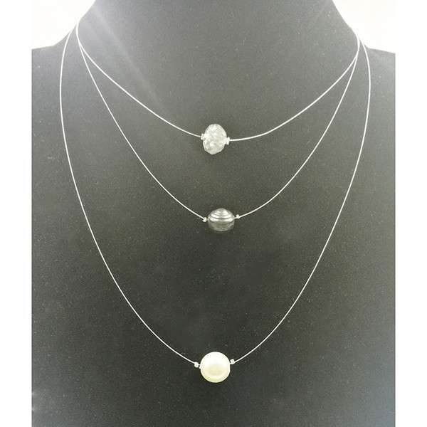 3 Styles Available Weight 6g Fresh Water Pearl and Clay Ball 3 Set Light Weight Delicate Layering Necklaces