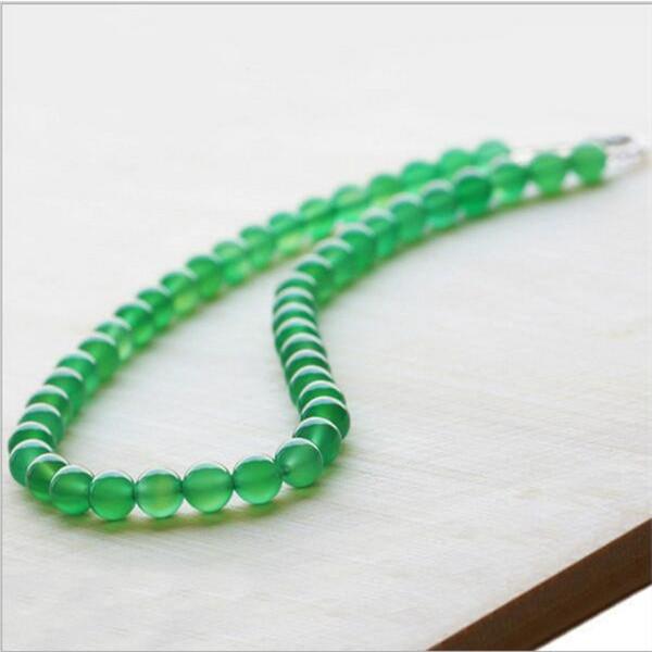 New Natural Green Agate Chain Handmade Beaded Necklace Diy Jade Jewelry Fashion Women Fine Gift Decoration