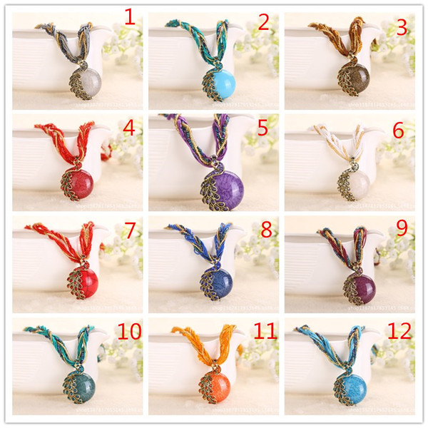 Women Retro Sweater chain Pendant Bohemia Necklace Jewelry Peacock accessories 17 colors can be Mixed Batch