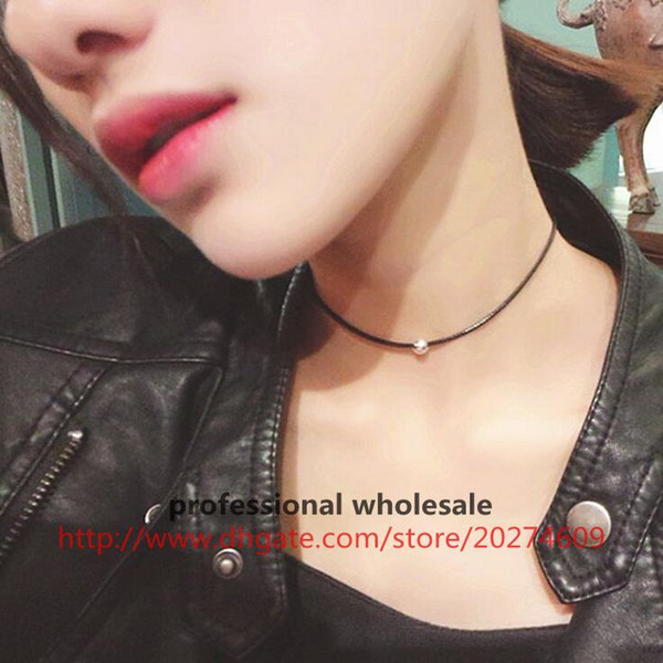 New Arrival Jewelry Gift Fashion Style Gold Silver Black Leather Wax Rope Necklace Choker For Woman