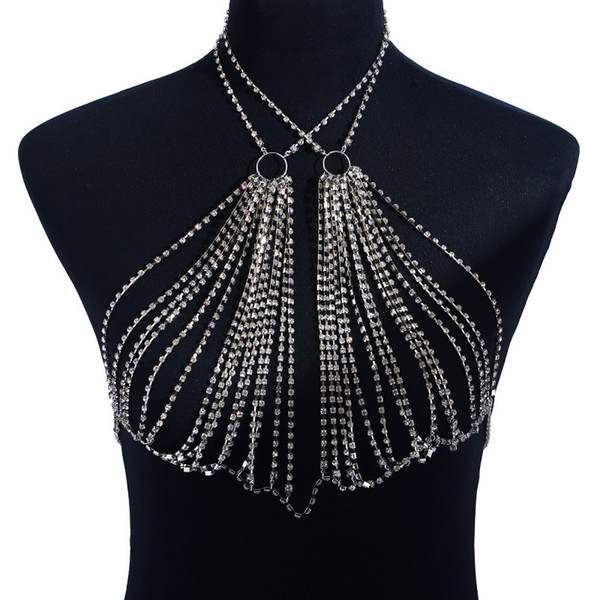 Popular Necklaces Europe and The United States Trend Long Pendant Tassels Full of Diamonds Chest Chain New Explosion Necklace