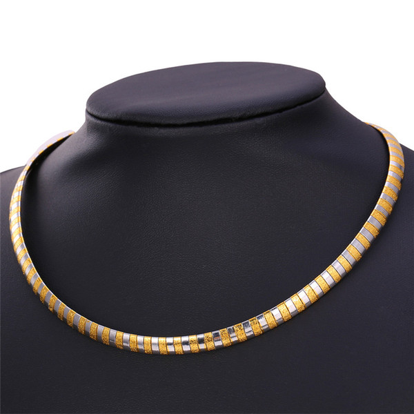 Unisex High Quality Stainless Steel Collar Necklace for Women or Men 18K Gold Plated Fancy Snake Choker Necklace