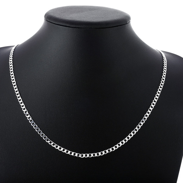 20pcs Figaro Necklaces 925 Silver Curb Necklace/Chain 20inch 4mm Jewelry Good Quality Free Shipping NS007