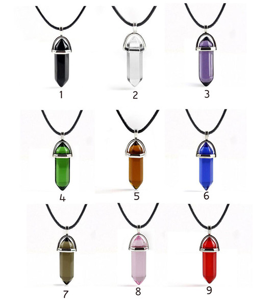 Explosion of natural stone hexagonal pendant European and American fashion natural crystal hexagonal prism necklace