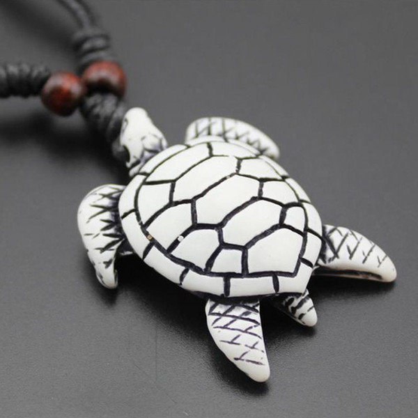 Wholesale 12PCS Cool Imitation Yak Bone Carving Hawaiian Surfing Sea Turtles Pendant Wood Beads Cord Necklace Lucky Gift