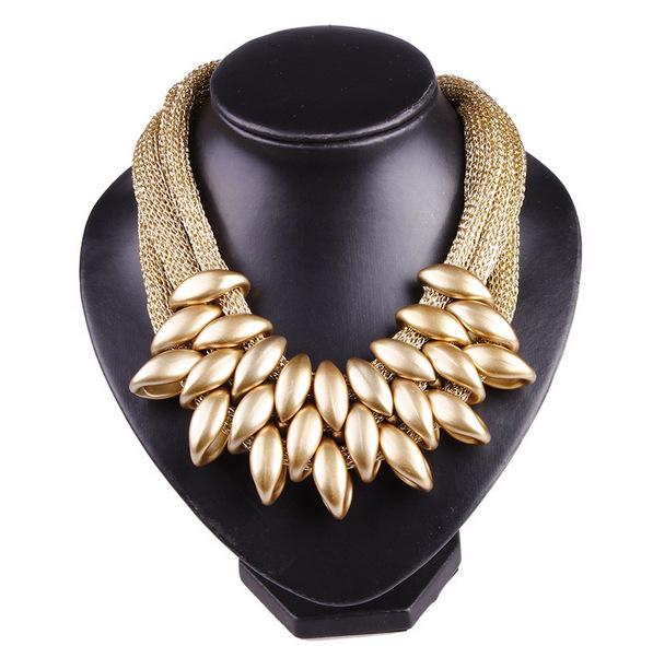 Western fashion jewelry handmade braide olive leaf necklace gold silver black multicolor big brand fashion statement necklaces