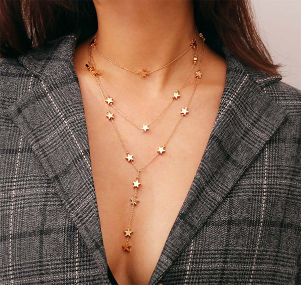 2019 European and American personality fashion star pendant tassel multi-layer necklace simple wild female snake bone chain jewelry