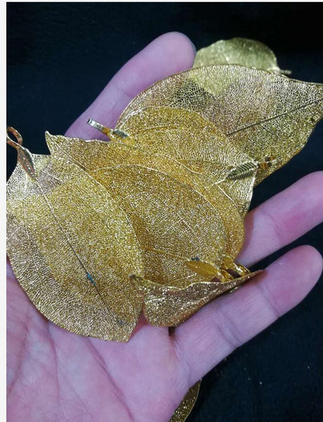 Handmade Leaf Maple Leaf 18K Gold Plated Metal Pendant Free Shipping C2