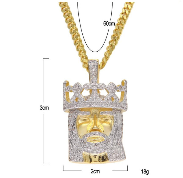 High-quality fashion and attractive hip-hop Jesus head pendant with zircon double-color electroplating in Europe and America