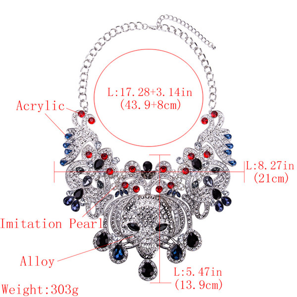 XL8019 Europe and America exaggerated big new leopard diamond necklace multi storey female fashion hip hop punk cross border special