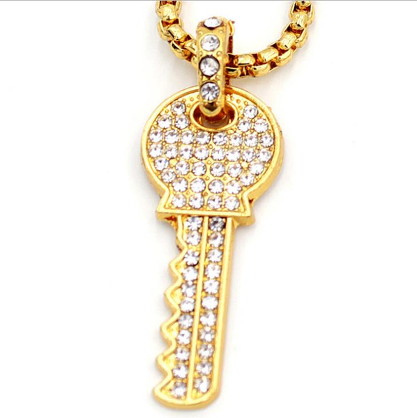 New European and American Fashion Key Necklace Female Alloy Simple Personality Key Pendant Top Quality Diamond Jewelry