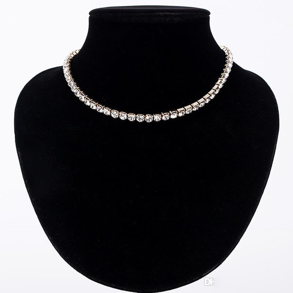 New Women Crystal Rhinestone Collar tennis graduated Necklace Necklaces for girl Wedding Birthday Jewelry Drop shipping 30pcs/lot by DHL