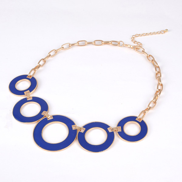 New Design Fashion Women Beads Enamel Hollow out roundness Chain gold Necklace for women gift #N053