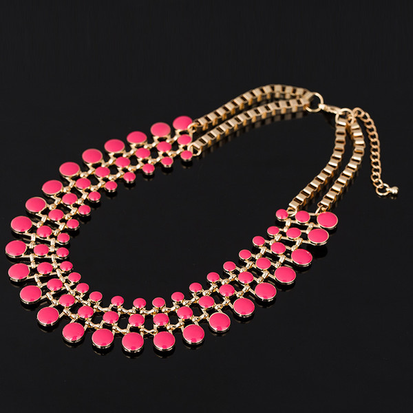 New Trendy Necklaces Pendants Link Chain Collar Long Plated Enamel Statement Bling & Fashion Necklace Women Jewelry N233