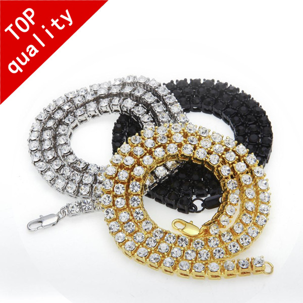 Men's Hip Hop Bling Bling Iced Out Tennis Chain 1 Row Necklaces Luxury Brand Silver/Gold Color Men Chain Fashion Jewelry