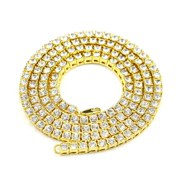 MCW Hip Hop Style 1 Row Necklace Alloy Material AAA Intensive Rhinestone Crystal Necklace for Men and Women's Jewelry Three Colors