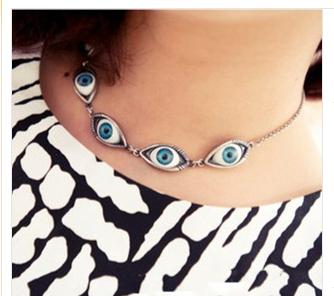 2014 New Fashion Hot Selling Fashion Vintage Blue Eyes Eyeball Necklace Pendant long necklace sweater chain female