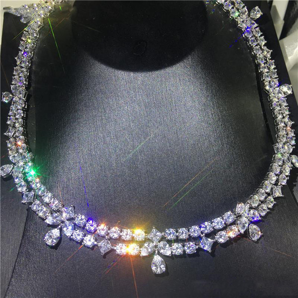 Moonlight Necklace White Gold Filled 5A cz Evening Party necklaces for Women Wedding Accessories Jewelry