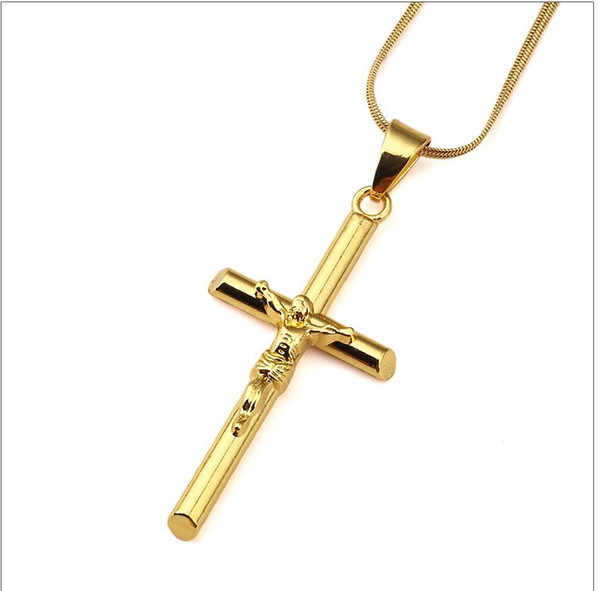 European and American 18K gold short style fashion attractive Jesus Cross hip hop singer boutique personality Necklace Jewelry