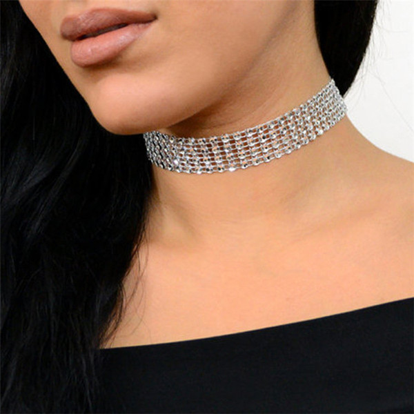 factory wholesales Women's Wedding Sparkly Crystal Rhinestone Choker Necklace Celebrity Inspired for mon girlfriend gift free shipping