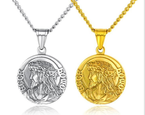 New European and American Fashion and Attractive Father Jesus Jingyuan Titanium Steel Men's Pendant Necklace Religious Jewelry