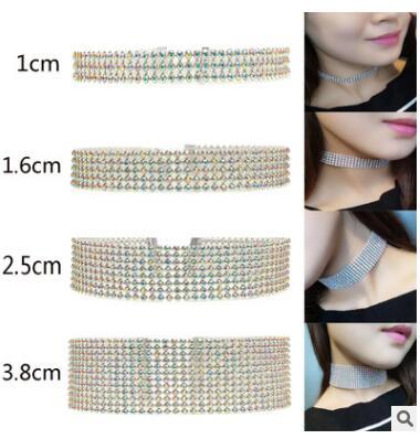 Multilayer diamond choker necklaces for girls collarbone chain crystal rhinestone cklace nightclubs chokers necklaces 4 sizes 415