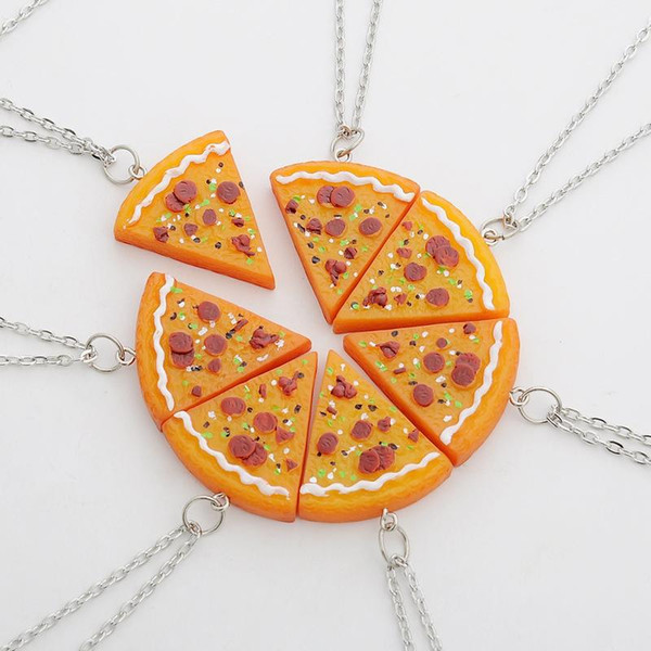 Newest Pizza Slice Pendant Friendship Necklace Best Friends Family Sisters Gift lice of Pizza Junk Food Retro Funky Necklace BFF Necklaces