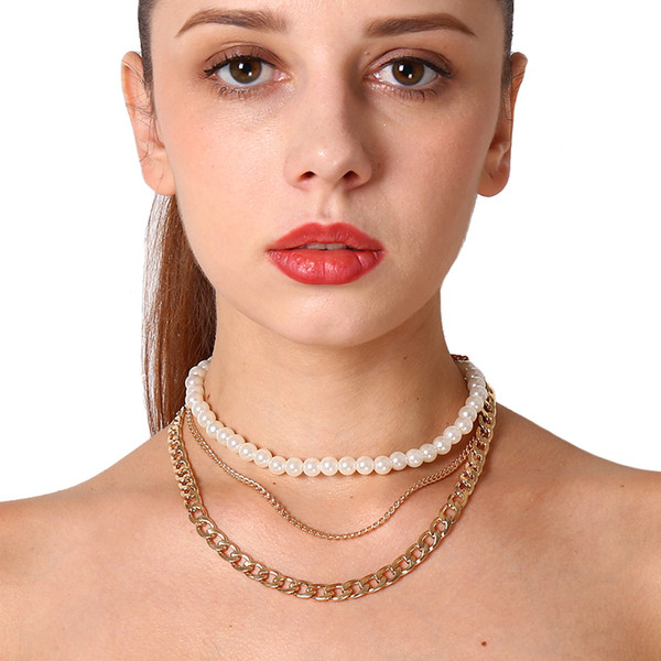 Street Shot Popular Mass Necklace Handmade Multi-layer Pearl Necklace