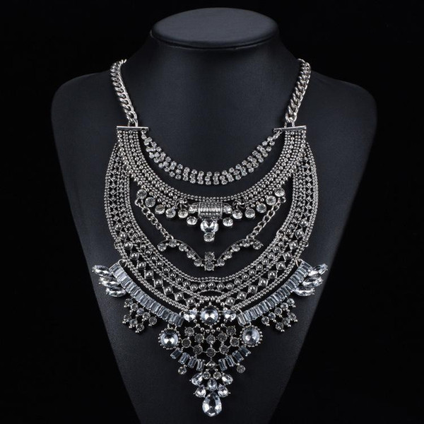 8 Colors Exaggerated Crystal Statement Necklace Women Hot Sexy Body Jewelry Accessory Chokers Collar Bijoux Femme