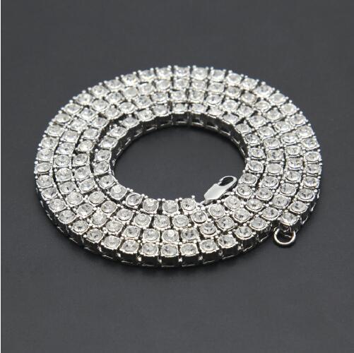 free shipping Hot sale Men's 1 row of alloy diamond single row necklace