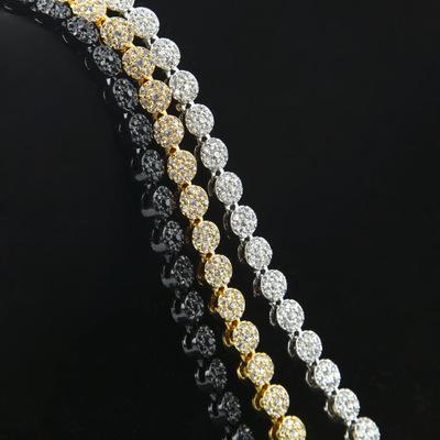 Luxury necklace for European and American men Hip hop single row full diamond accessories free shipping Three colors are available