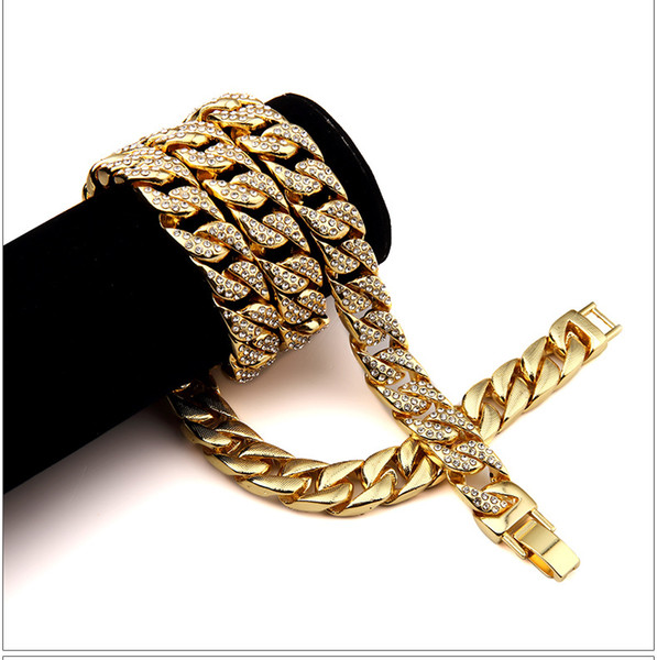 H high quality full diamond chain Cuban necklace European and American foreign trade jewelry