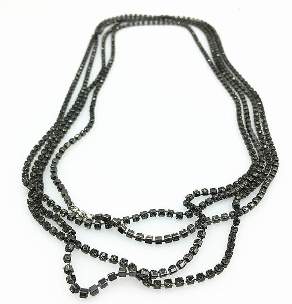 1.8 METER LONG CRYSTAL GLASS STONE CHAINS PER PIECE IN MULTI PLATING AND STONE COLORS FOR FEMALE ON WHOLESALE