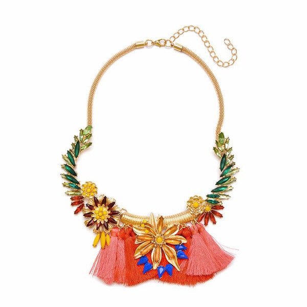 New European and American exaggerated ethnic style necklace fashion personality tide female fringed clavicle chain women jewelry necklace