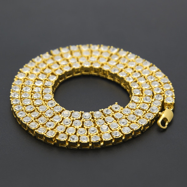 30inch 105g 18k gold filled Necklace Hip-hop drill single row full necklace hip-hop jewelry gold necklace for men