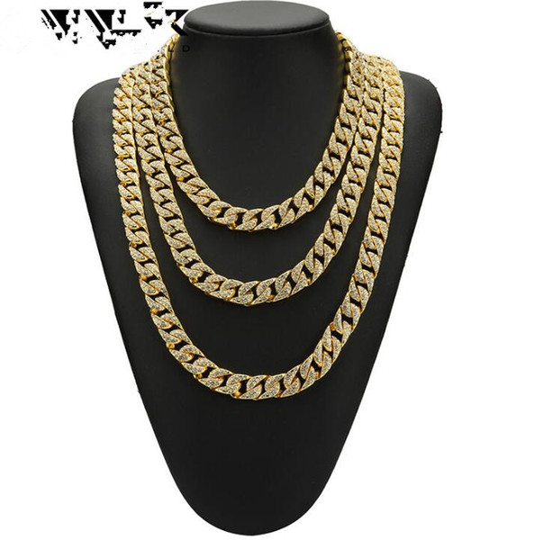 Iced Out Bling Rhinestone Gold Twisted Chain CZ Stone Miami Cuban Chain Necklace for Men Charm Jewelry Long Necklace