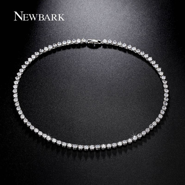 NEWBARK Jewelry Long Necklace White Gold Plated AAA Cubic Zirconia Simulated Diamond Luxury Necklaces Women Chain Accessories